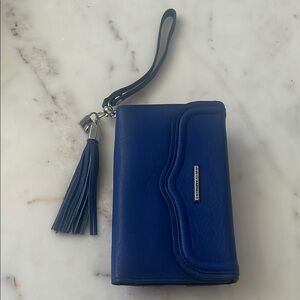 Rebecca Minkoff Cobalt Blue Wallet Phone Case Tassel Lock Charm Wristlet